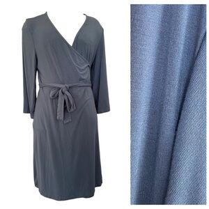 Caden Lane Slate Blue Bamboo Maternity Wrap Robe Gown One Size